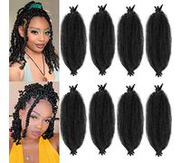 8 Packs Springy Afro Twist Hair Pre-Separated Kinky Marley Twist Braiding Hair Soft Synthetic Crochet for Distressed Faux Locs Spring Twist Hair Extensions for Women… (16 Inch (Pack of 8), 1B)……