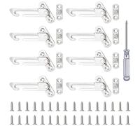 8 Packs Window Restrictor Locks,8.5 x 4.8 cm Stainless Steel Window Restrictors,Window Restrictor Hook Stainless Steel Child Safety Lock Buckle, Restrictor Safety Catch for Window Home School