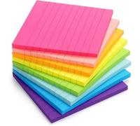 8 Pads-GJNMYSD Lined Sticky Notes 102 x 102 mm Bright Ruled Post Stickies Colorful Super Sticking Power Memo Pads, for Office, Home, School, Meeting,Post It Notes Lined,Coloured Post It Notes