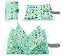 8 Pages Clear Felt Pin Display Book, Portable Pin Collection Organizer with Transparent Covers, for Enamel Pins and Accessories (Green)