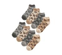 8 Pair Multipack Womens Fluffy Ankle Socks | Novelty Animal Print Socks for Ladies