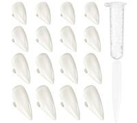 8 Pair Vampire Teeth, 4 Sizes Beige Resin Halloween Fangs, with 1 Tube/90-100 Capsules Teeth Pellets Adhesive, for Adult, Children Cosplay Halloween Themed Party (13mm 15mm 17mm 19mm)