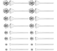 8 Pairs Anti Allergy Plastic Earrings for Sensitive Ears, Include 8 Pairs Silicone Soft earring backs, Plastic Post Earrings for Women, Birthstone Cubic Zirconia Stud Earrings Kit 2mm 3mm 4mm 5mm in
