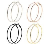 8 Pairs Big Hoop Earrings, Stainless Steel Hoop Earrings in Gold Plated for Women Girls