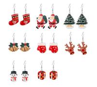 8 Pairs Christmas Earrings Set, Resin Christmas Tree Earrings Santa Claus Earrings Christmas Dangle Earrings Christmas Jewelry for Women(Style 2)