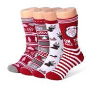 8 Pairs Christmas Socks, Cozy Winter Socks, Santa Claus & Tree Patterns, Bright Colors, Ideal For Christmas Parties, Multicolor, One size