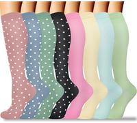 8 Pairs Compression Socks for Women & Men 15-20 mmHg Compression Stockings for Blood Circulation,Support Socks for Running,Nurses,Athletic,Hikin (colorful, S/M)