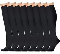 8 Pairs Compression Socks for Women & Men 15-20 mmHg Compression Stockings for Blood Circulation,Support Socks for Running,Nurses,Athletic,Hikin (black, large/extra large)