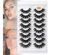 8 Pairs Fluffy Wispy Natural False Eyelashes(G880-G889) - Reusable - 3D Effect, Russian Strip Fake Lashes D Curl, Naturally Thick Eyelashes,G887