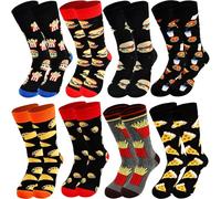 8 Pairs Funny Food Socks Crazy Novelty Funny Breathable Printed Pizza Burger Pattern Socks Snack Theme Socks for Adults Men Women Gift