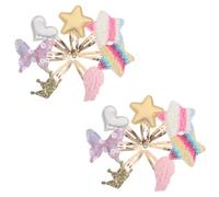8 Pairs Girls Sparkly Metal Snap Hair Clips Star Heart Crown