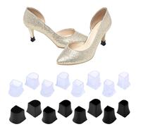 8 Pairs High Heel Protectors, 4 Sizes Stiletto Heel Stoppers for High Heel High Heel Cover Heel Tip Replacement Anti-Slip Heel Caps for Shoes Outdoor Events Wetlands Gravel Grass (Black, Transparent)