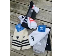 8 PAIRS L 8.5-10 GENUINE ADIDAS Trainer Sports White Grey Black SOCKS 43-45