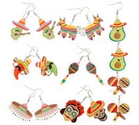 8 Pairs Multipack Earrings for Women, Skeleton Avocado Print | Acrylic, Lightweight and Fade-resistant, Birthday and Halloween Gifts, Eight Pairs Model 63 64 65 66 67 68 70 71