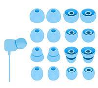 8 Pairs Powerbeats Pro Ear Tips Buds, 4 Size Replacement Soft Flexible Fit in Case Noise Reduce Silicone Rubber Gel Eartips Wing Skin Accessories Compatible with Beats Flex / BeatsX - Flame Blue