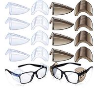 8 Pairs Safety Eye Glasses Side Shields Slip Clear Flexible Slip On Shield Fits Small Medium Eyeglasses Added More Protection on Safety Glasses (Transparent and Black)