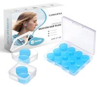 8 Pairs Silicone Ear Plugs for Sleeping, 27dB Sleep Noise Cancelling, Soft, Re-Usable, Waterproof, Premium Moldable Silicon Earplugs, for Sleep, Travelling, Studying, Wax Plug Blue