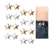 8 Pairs Waist Tightener Clips, Stars Jean Buttons, Metal Jeans Adjuster