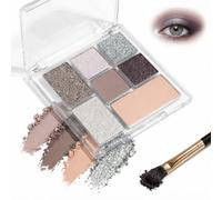 8-Pan Eyeshadow Palette with Matte and Shimmer Finishes in Neutral Brown Grey and Nude Tones - Highly Pigmented Waterproof Powder for Long Lasting Smokey or Everyday Eye Makeup Includes Mirror