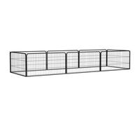 8-Panel Dog Playpen Black 100x50 cm Powder-coated Steel