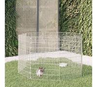 8-Panel Free Range Animal Enclosure, 54x80 cm Galvanised Iron Pet Playpen, DIY Small Animal Cage for Rabbits, Ferrets, Rats, Chinchillas, Outdoor Use