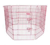 8-Panel Metal Pet Play Pen, Large 36 inch Height, Pink, Foldable with Ground Pins