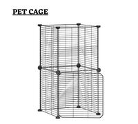 8-Panel Pet Cage Black Steel Rabbit Hutch for Small Animal Cage with Door vidaXL