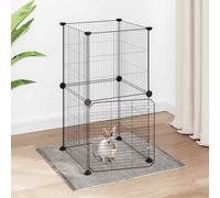 8-Panel Pet Cage with Door Black 35x35 cm Steel