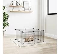 8-Panel Pet Cage with Door Black 35x35 cm Steel,Pet Dog Pen Puppy Playpen,Rabbit Run Cat Duck Cage Fence,Indoor/Outdoor Small Animal Cages Pet Carrier 115 Animals & Pet Supplies