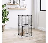 8-Panel Pet Cage with Door Black 35x35 cm Steel,Pet Dog Pen Puppy Playpen,Rabbit Run Cat Duck Cage Fence,Indoor/Outdoor Small Animal Cages Pet Carrier 105 Animals & Pet Supplies