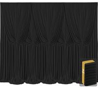 8 Panels Black Backdrop Curtains for Wedding Party Wrinkle Free Backdrops Curtain Drapes Fabric Decorations Photo Back Drop Cloth for Baby Shower Photography Stage Reception 40ft(W) x 12ft(H)