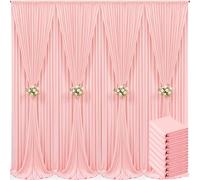 8 Panels Blush Pink Backdrop Curtain for Parties Pink Wrinkle Free 40ft x 10ft Backdrop Drapes for Baby Shower Wedding Birthday Photo Gender Reveal Photography Polyester Fabric Background Decoration