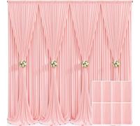 8 Panels Blush Pink Backdrop Curtain for Parties Wedding Wrinkle Free Pink Photo Curtains Backdrop Drapes Fabric Decoration for Baby Shower Birthday Party 40ft(W) x 10ft(H)