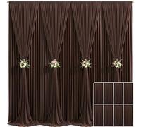 8 Panels Brown Backdrop Curtain for Parties Wedding Wrinkle Free Brown Photo Curtains Backdrop Drapes Fabric Decoration for Birthday Party Baby Shower 40ft(W) x 10ft(H)