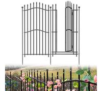8 Panels No Dig Decorative Garden Fence with Gate - 122cm H x 5.5m L, Tall Heavy-Duty Square Tube Animal Barrier, Rustproof Dog Fence for Patio Protection & Outdoor Yard