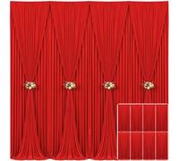 8 Panels Red Backdrop Curtain for Parties Wedding Wrinkle Free Red Photo Curtains Backdrop Drapes Fabric Decoration for Christmas Birthday Party Baby Shower 40ft(W) x 10ft(H)