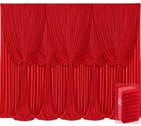 8 Panels Red Backdrop Curtains for Wedding Party Wrinkle Free Backdrops Curtain Drapes Fabric Decorations Photo Back Drop Cloth for Baby Shower Photography Stage Reception 40ft(W) x 12ft(H)