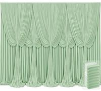 8 Panels Sage Green Backdrop Curtains for Wedding Party Wrinkle Free Backdrops Curtain Drapes Fabric Decorations Photo Back Drop Cloth for Baby Shower Photography Stage Reception 40ft(W) x 12ft(H)