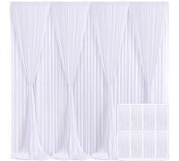 8 Panels White Backdrop Curtain for Parties Wedding Wrinkle Free White Photo Curtains Backdrops Drapes Fabric Decoration for Baby Shower Birthday Party 40ft(W) x 10ft(H)
