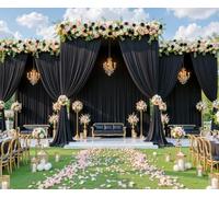 8 Panels Wrinkle Free Black Backdrop Curtain for Wedding Party, 40ft x 10ft Fabric Black Photo Backdrop Drapes Back Drop Cloth for Birthday Bridal Shower Baby Shower Photography Background Curtain