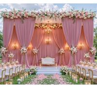 8 Panels Wrinkle Free Dusty Pink Backdrop Curtain for Wedding Party, 40ft x 10ft Fabric Photo Backdrop Drapes Back Drop Cloth for Birthday Bridal Shower Baby Shower Photography Background Curtain