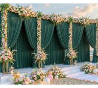 8 Panels Wrinkle Free Hunter Green Backdrop Curtain for Wedding Party, 40ft x 10ft Fabric Photo Backdrop Drapes Back Drop Cloth for Birthday Bridal Shower Baby Shower Photography Background Curtain