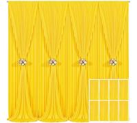 8 Panels Yellow Backdrop Curtain for Parties Wrinkle Free Lemon Yellow Photo Curtains Backdrop Drapes Fabric Decoration for Birthday Party Wedding Baby Shower 40ft(W) x 10ft(H)