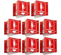 8 PC Fire Extinguisher Signs, 6 Inch Fire Extinguisher Two-Sided Acrylic Projecting V-Sign with Down Arrow, Easy Install, Including Screws