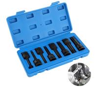 8-Pc Impact Socket Set, Cr-Mo Star Bits T30-T80, 1/2 Inch Drive, Socket Kit with Protective Carry Case for Workshop and Garage