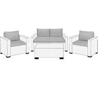 8 PC Patio Set Keter Allibert California Rattan Garden Replacement Cushion Pads Seat Pads (Grey) With 100% Foam Filling