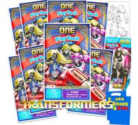 8 Pc Transformers Mini Party Favors Set - Bundle 8 Optimus Prime Play Packs with Mini Coloring Books Stickers and Goodie Bags | Transformers Birthd