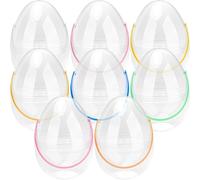 8 Pcs 10 Inch Giant Clear Easter Eggs with Colorful Handles Jumbo Transparent Easter Eggs Large Plastic Surprise Egg Fillable for Easter Hunt Supplies