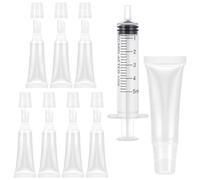 8 PCS 10ml Empty Lip Gloss Tubes with 5ml Syringes, Clear Lip Balm Tubes, Refillable Squeeze Lip Balm Containers, Small Soft Cosmetic Gloss Tubes for DIY Lip Balm and Travel Toiletries