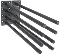 8 Pcs 11" Black Solid Steel Floating Shelf Bracket Blind Shelf Supports - Hidden Brackets for Floating Wood Shelves - Concealed Blind Shelf Support - Screws and Wall Plugs Included